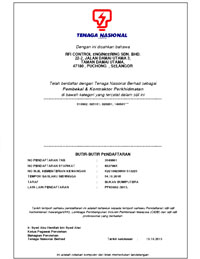 TNB Certification - Pembekal & Kontraktor Perkhidmatan dikategori 010302, 020101, 020201, 140501